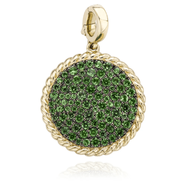 MISS MIMI ORO 14KT PAVE TZAVORITE DISC MED .70CT/2