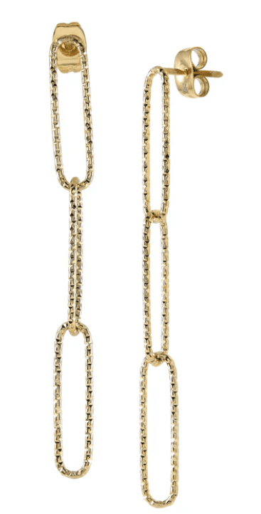 Boucles d'oreilles Vermeil Tige et 3 Pendants Ovale